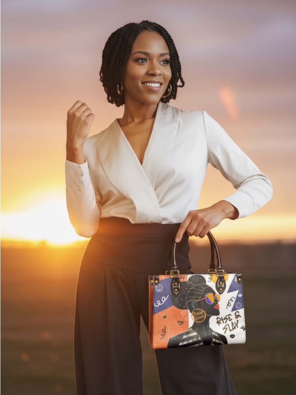 Afroyla Sanaa Handbag Rise & Slay Black Queen Graphic Tote Bag - Multicolor - Picture 7 of 7